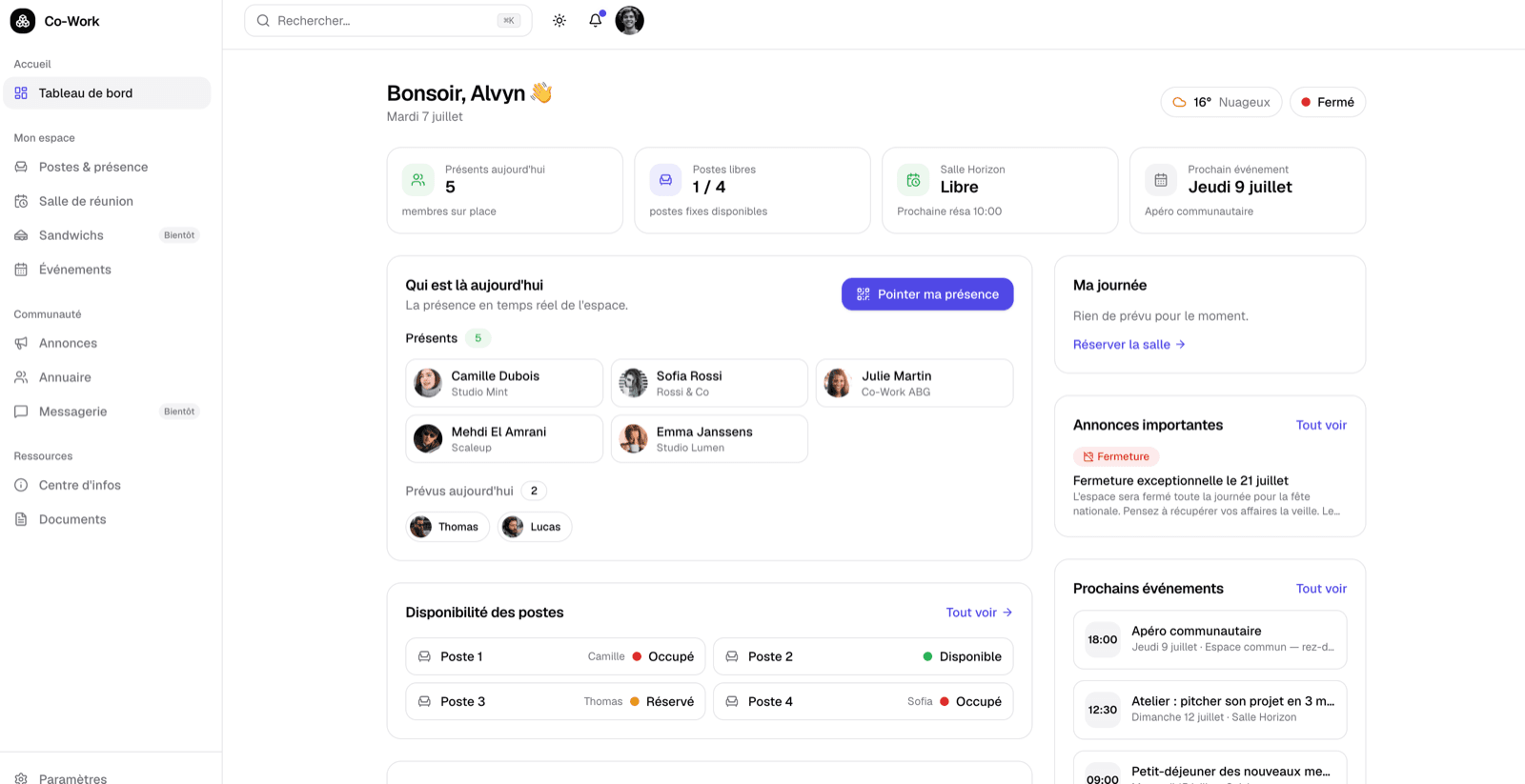 Member management SaaS — screenshot of the platform